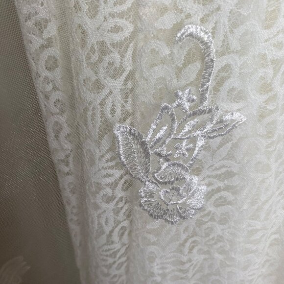 Elegant Lace Wedding Dress Size S ? Beige Sheer Embroidered 3/4 Sleeves & Illusi - Picture 9 of 16